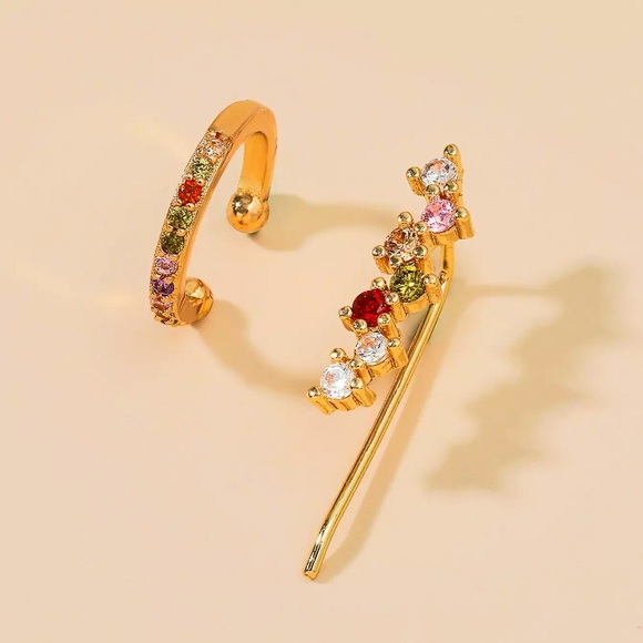 ⚜️[𝟯𝟬%𝗢𝗙𝗙|𝗯𝘂𝗻𝗱𝗹𝗲𝘀 𝟯+]⚜️18K CZ Climber Cuff Earrings NEW - Picture 2 of 5